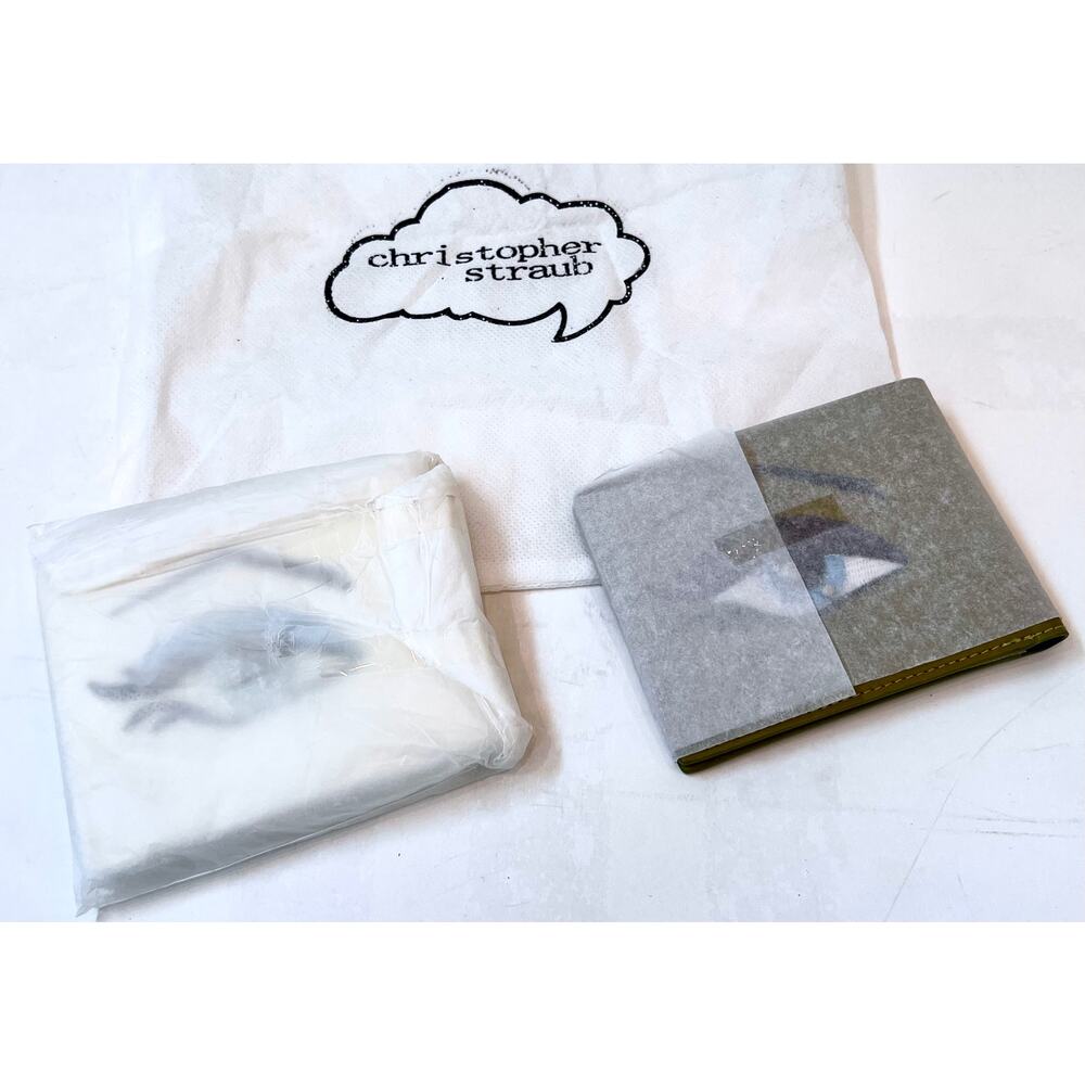 Lot of (2) Christopher Straub Pretty Eye Cream Olive Bifold Wallets -NWT, sealed